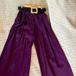 Zara Wide Leg Belted Pants Size Small